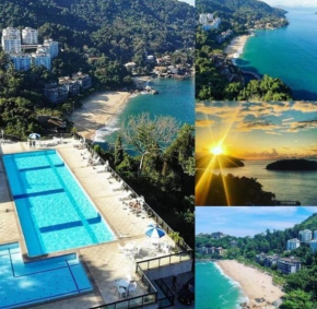 Vista serra, praia e mar
